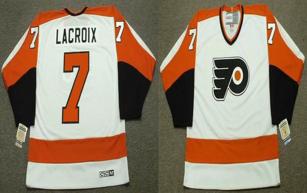 2019 Men Philadelphia Flyers #7 Lacroix White CCM NHL jerseys